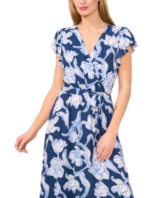 Women's Wrap-Front Short-Sleeve Maxi Dress