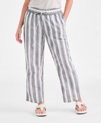 Women's Cotton Mid-Rise Pull-On Wide-Leg Pants, Exclusively at Macy's 