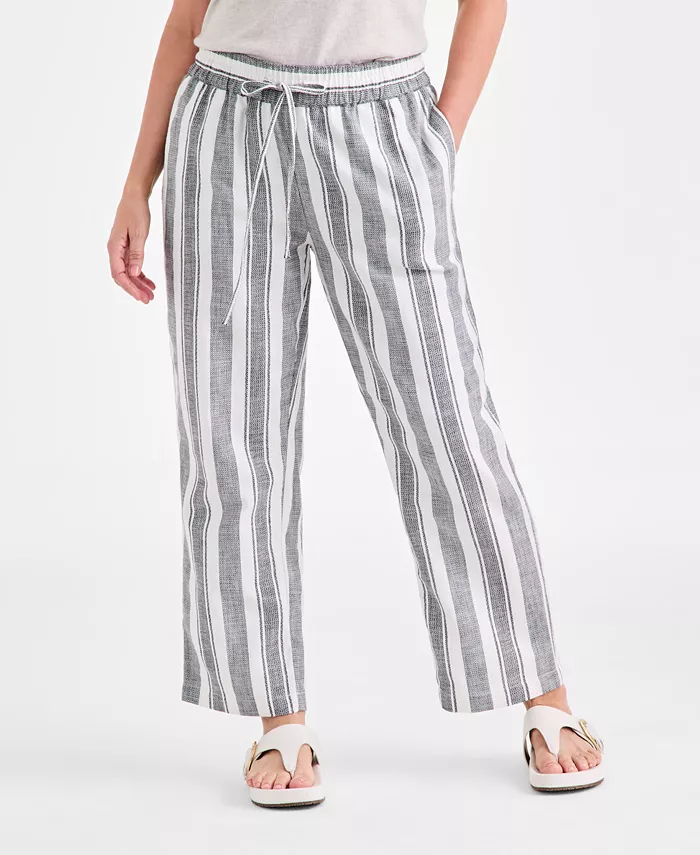 Women's Cotton Mid-Rise Pull-On Wide-Leg Pants - thumbnail 3