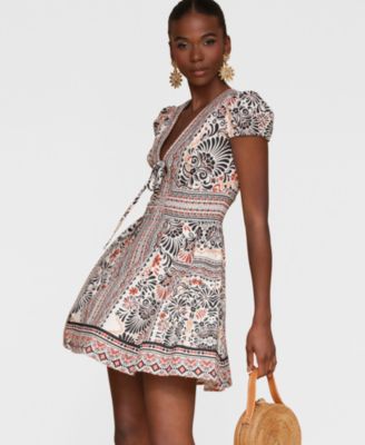Women's Tie-Front Fit & Flare Dress