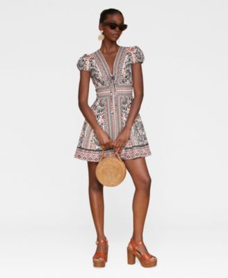 Avec Les Filles - Women's Tie-Front Fit & Flare Dress
