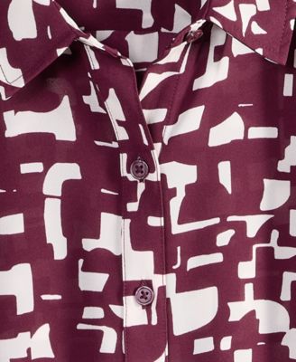Women's Printed Silky Button-Front Shirt, Exclusively at Macy's