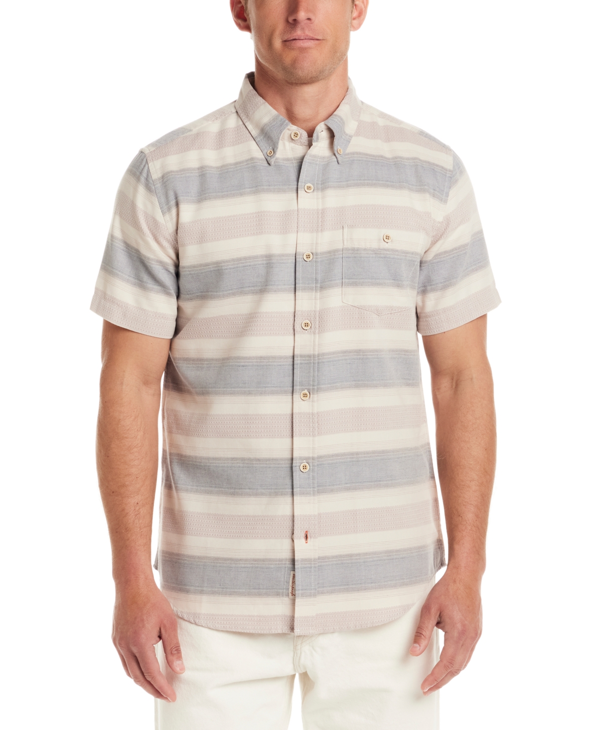 Men's Short Sleeve Burnout Striped Button-Front Shirt - Insignia Blue