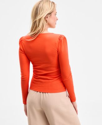 Women's Square-Neck Puff-Sleeve Top