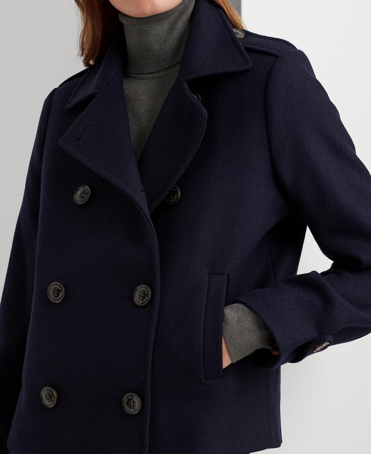 Lauren Ralph Women's Short Double-Breasted Wool Coat
