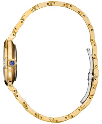 Eco-Drive Women's Princess Cinderella Diamond Accent Gold-Tone Stainless Steel Bracelet Watch 30mm Limited Edition Box Set