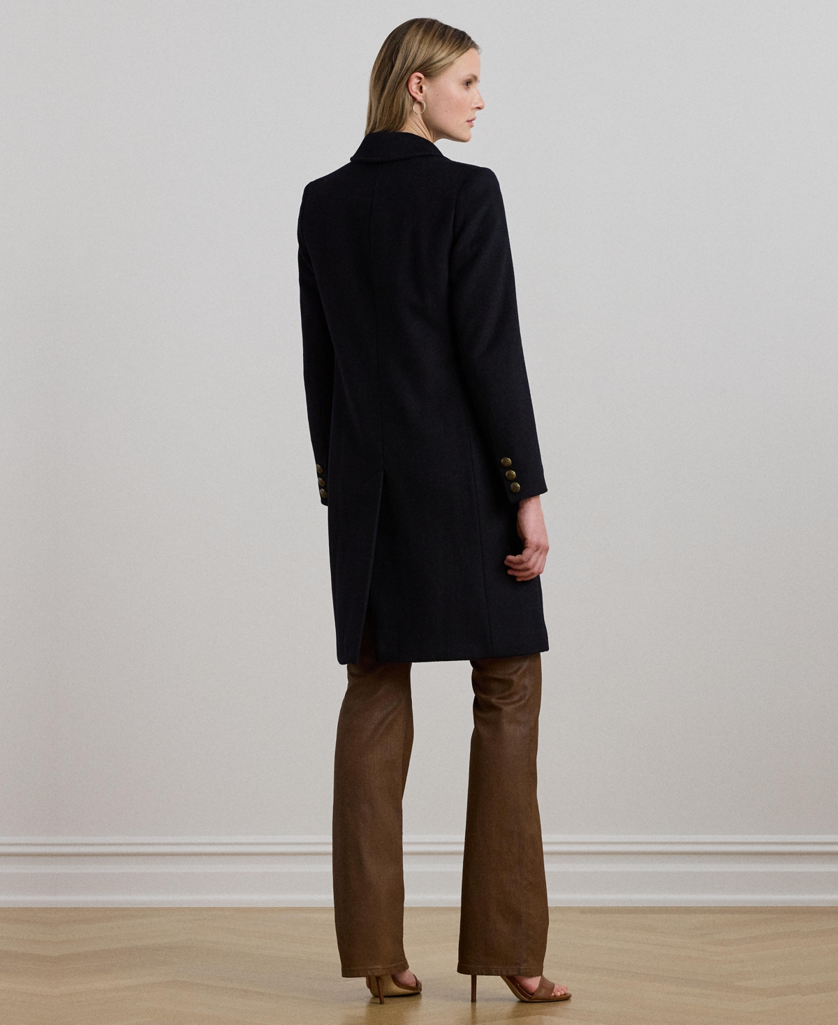 Ralph Lauren Crest-patch Wool-blend Coat In Blue