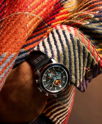 Eco-Drive Men's Chronograph Star Wars Rebel Starfighter Black Leather Strap Watch 44mm Box Set