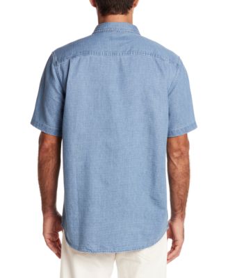 Men's Short Sleeve Striped Denim Button-Front Shirt