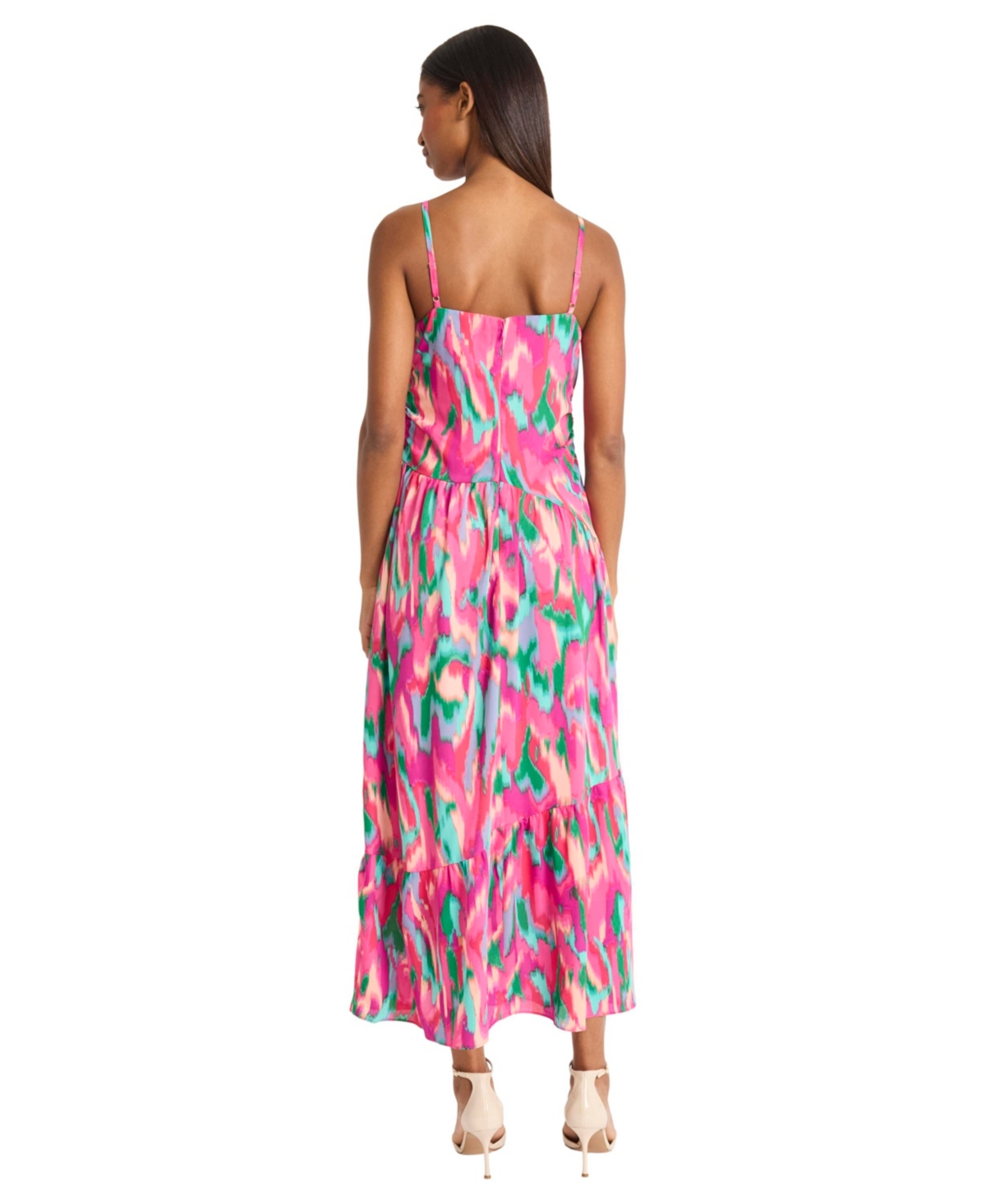 Donna Morgan For Maggy Square Neck Tiered Maxi Dress In Multi