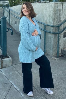 Maternity Black Wide Leg Raw Hem Jeans