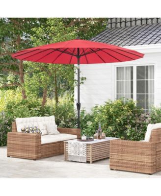 9 Feet Round Patio Umbrella with 18 Fiberglass Ribs