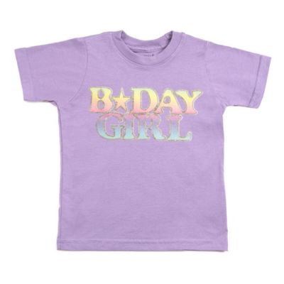 Toddler Girls Pastel Rainbow BDay Patch Lavender Short Sleeve T-Shirt