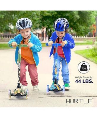 3-Wheel Mini Kickboard Scooter for Kids - Adjustable Handlebar, LED Light-Up Wheels, Ages 2-5 - Graffiti Design