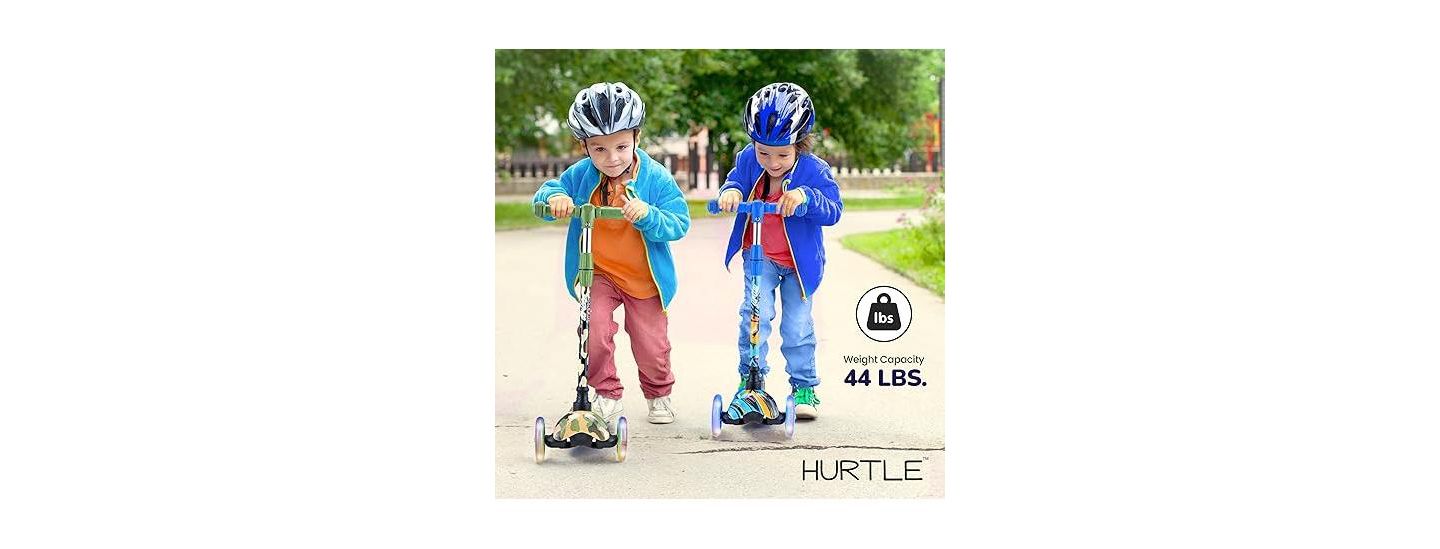 Детская игрушка Hurtle 3-Wheel Mini Kickboard Scooter for Kids - Adjustable Handlebar, LED Light-Up Wheels, Ages 2-5 - Graffiti Design — фото 5