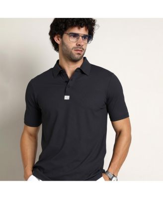 Men's Midnight Black Seamless Ribbed Polo T-Shirt