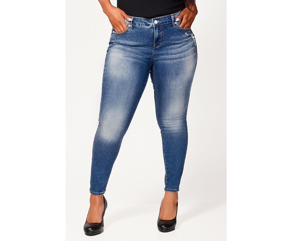 SLINK Jeans Plus Size Denim mid rise ankle skinny in 29" inseam - Jayla view 1 — MAYCSS fashion products