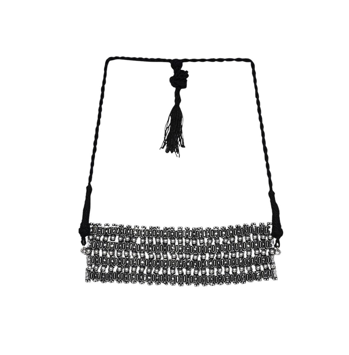 Oxidised Statement Choker Necklace - Silver