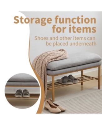 3-in-1 Linen Upholstered Shoe Bench