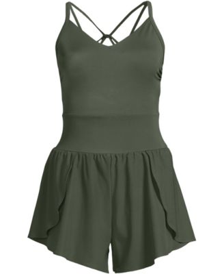 Women's Tugless Strappy X-Back Romper Swimsuit