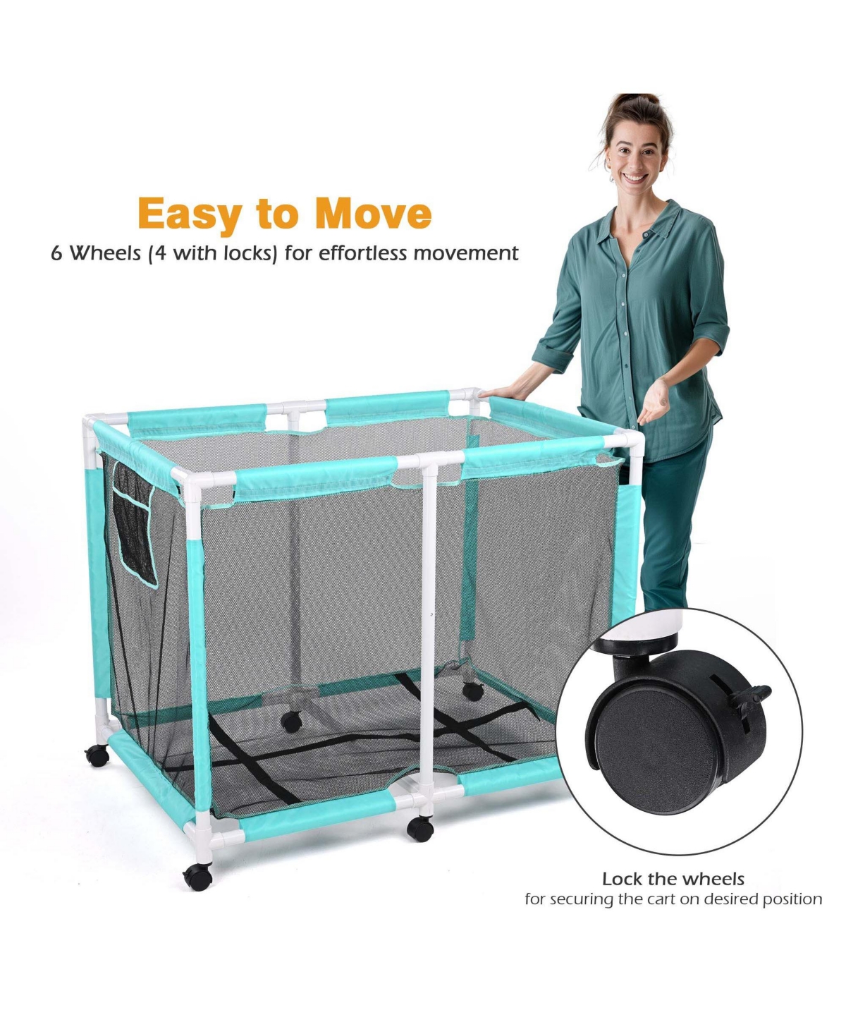 Yescom Mesh Pool Storage Bin Extra Large Pvc Framed Waterproof 6 Wheels with Black Net Cover Replacement