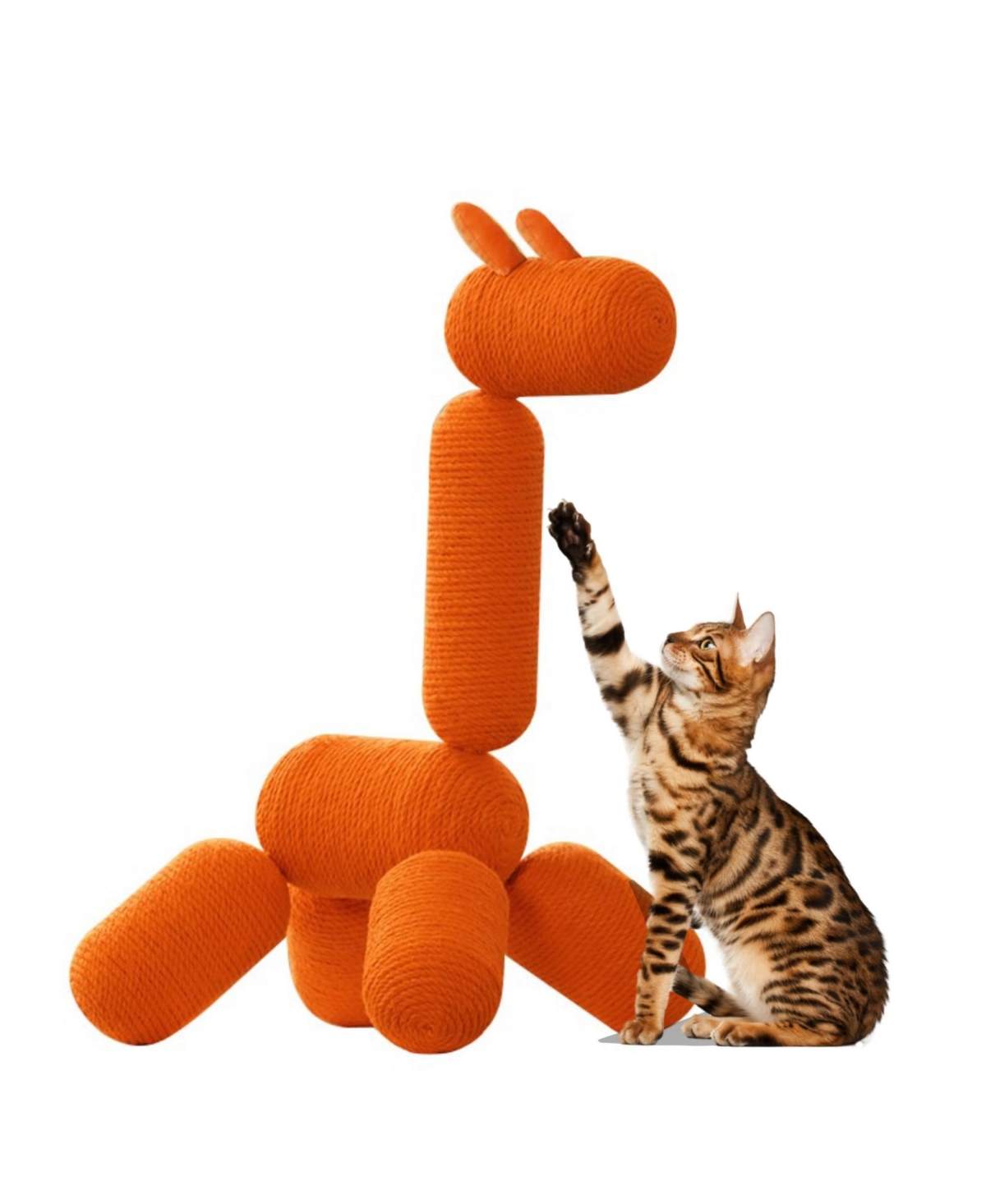 33.46&#x22; Large Giraffe Cat Tree Tower Modern Cat Climb Toy Play Center for Kittens Small Cats, Orange - Orange