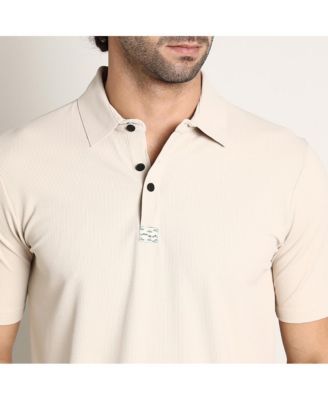 Men's Saltbox Beige Seamless Ribbed Polo T-Shirt