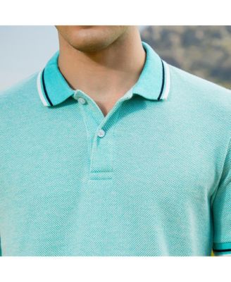 Men's Aqua Blue Multitrack Knit Polo T-Shirt
