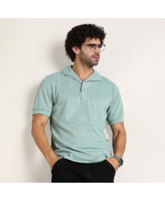 Men's Sea Green Tactitle Spread-Polo T-Shirt