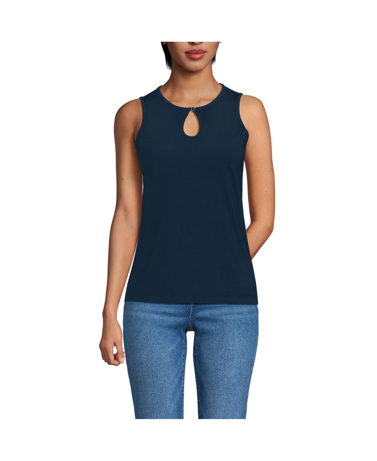 Women's Tall Supima Keyhole Tank - Pale yellow/ivory stripe