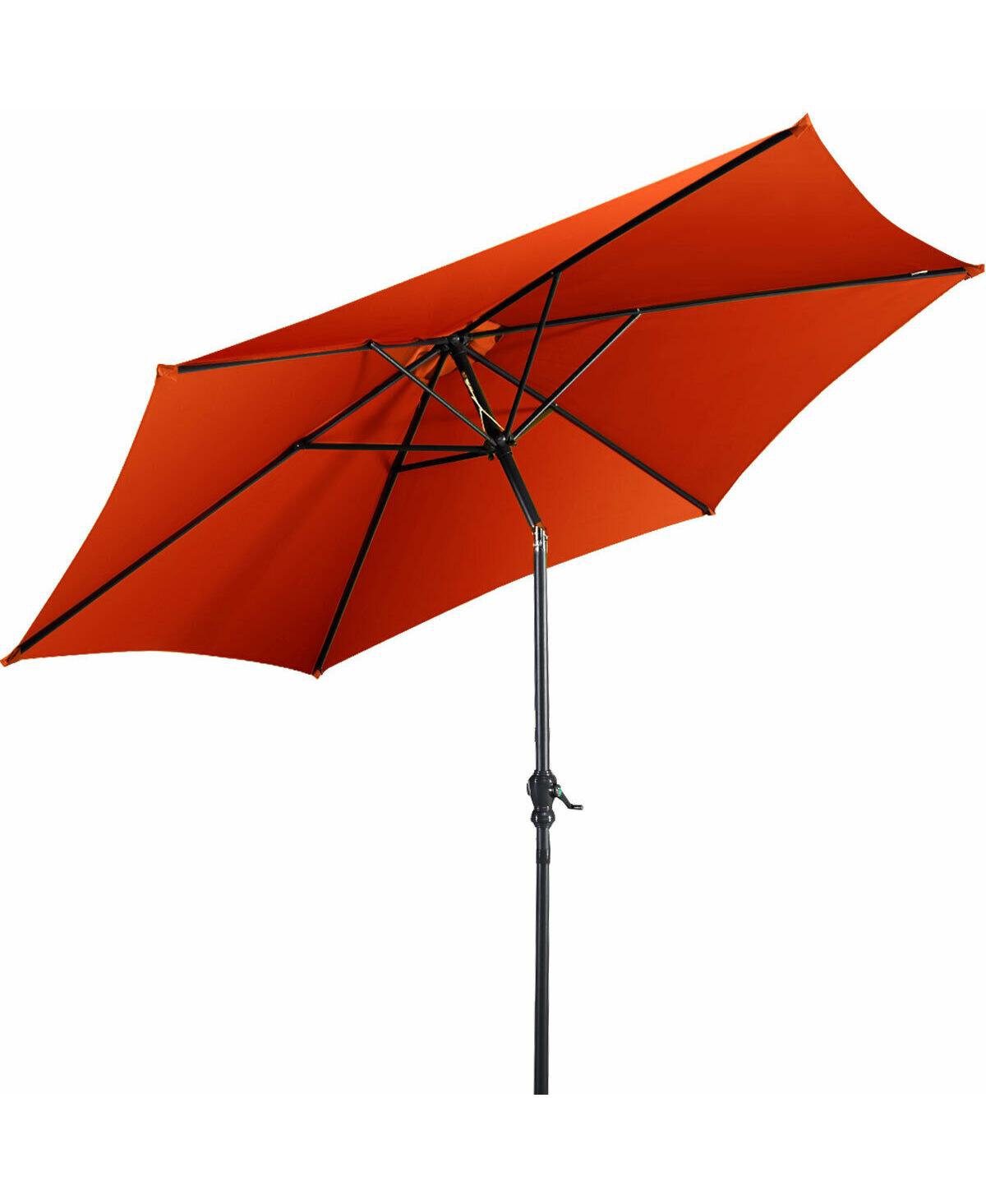 9 Ft Outdoor Market Patio Table Umbrella Push Button Tilt Crank Lift - Orange
