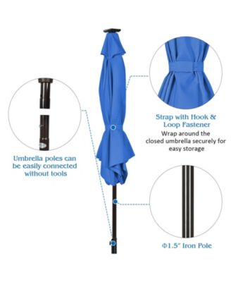 9 Feet Solar LED Lighted Patio Market Umbrella with Tilt Adjustment without Base