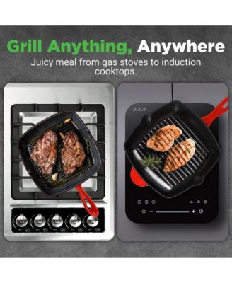 17.09” Heavy-Duty Cast Iron Square Skillet Grill Pan NCCIES47 - Modern Home Color