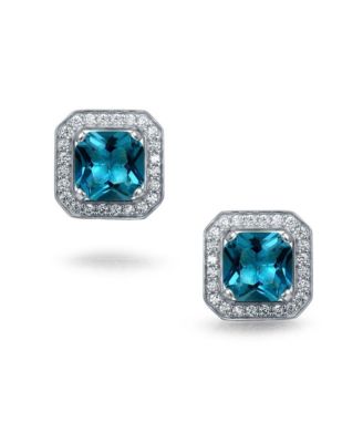 Cubic Zirconia CZ Halo Square Earrings Jackets For Studs Jacket Only