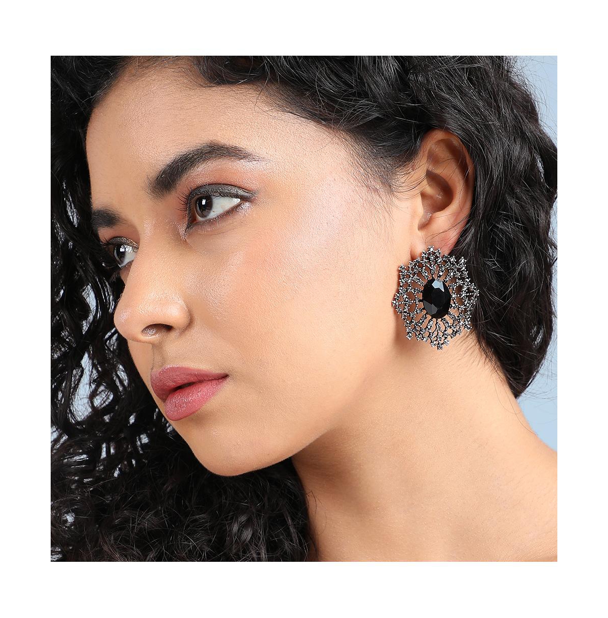 Sohi Crystal Snowflake Stud Earrings