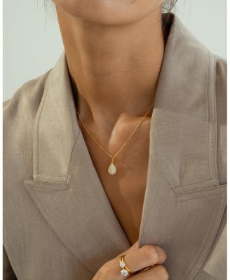 Sterling Silver 18k Gold Plated Leah Crystal Teardrop Necklace & Earrings Set