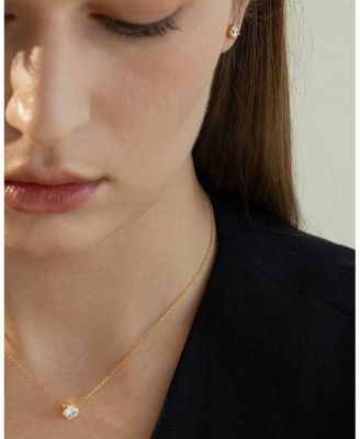 Sterling Silver 18k Gold Plated Estelle Necklace & Stud Earrings Set