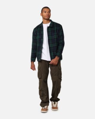 Men's Darby Plaid Shacket- Dark Green, S