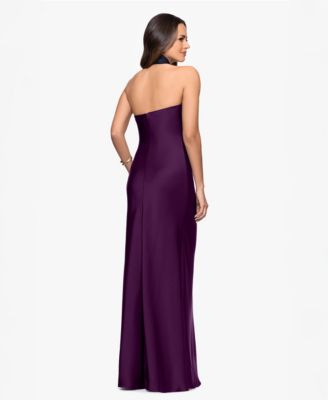 Women's Solid-Color Knot-Front Long Halter Dress