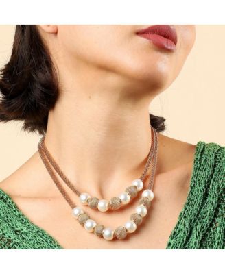 -Plated Pearl Necklace