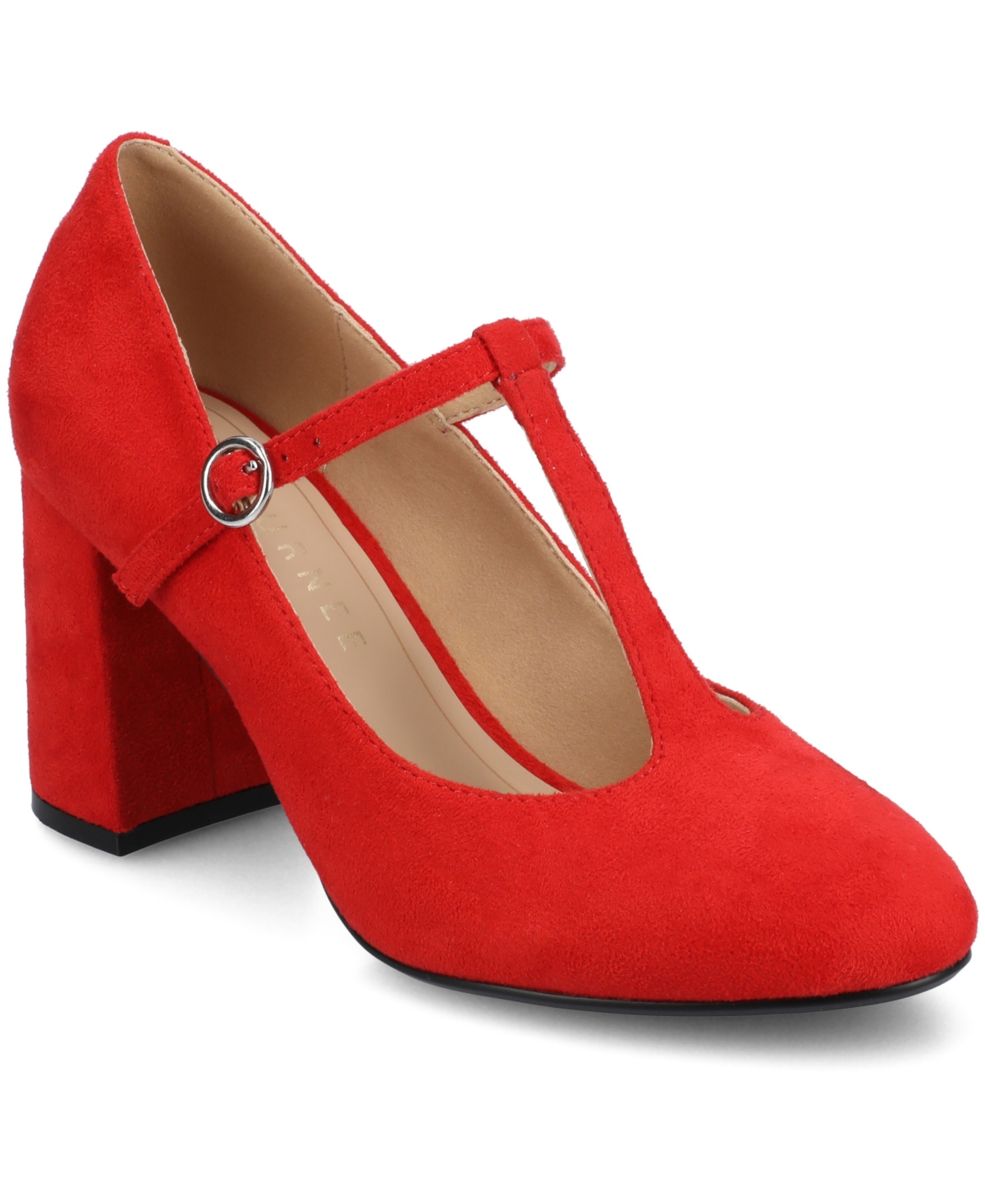 Journee Collection Women's Talani T-strap Almond Toe Dress Pumps