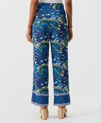 Petite Paisley Print High Rise Wide Leg Pants