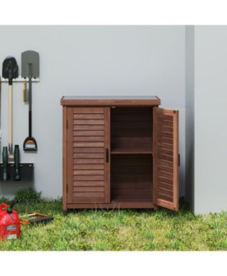 Potting Bench with Storage &amp; Metal Top - Outdoor Garden Workstation