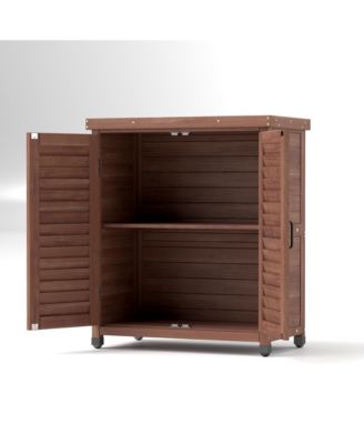 Potting Bench with Storage &amp; Metal Top - Outdoor Garden Workstation