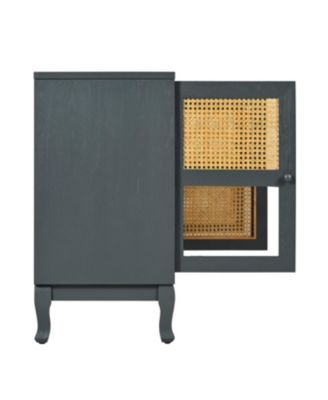 Industrial Grey Retro Sideboard with Rattan Doors