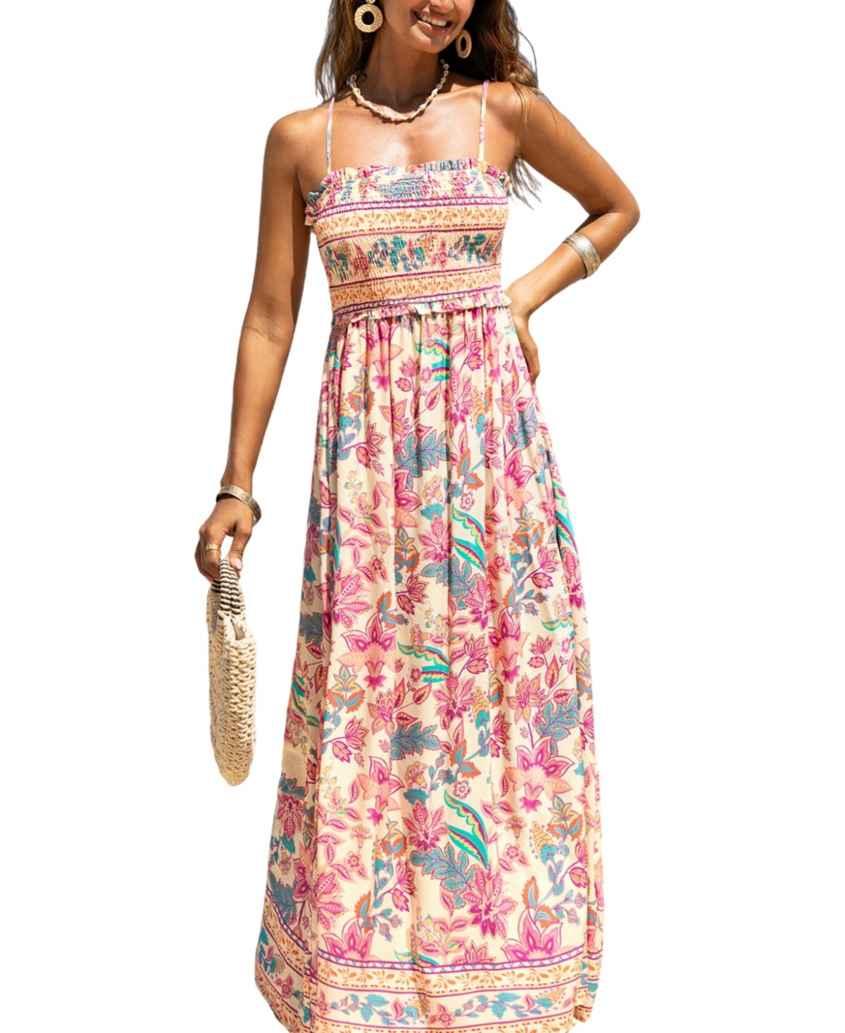Women's Papaya Punch Floral Maxi Beach Dress - Open miscellaneous