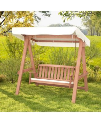 Outdoor 2-Seat Swing Bench w/ith A Frame and Sturdy Metal Hanging Chainsx