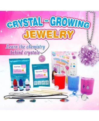 LIVEVIE Crystal Growing Jewelry Kit, Create 6 Jewelry Pieces for Kids - DIY Sparkling Pendants, Necklaces & Earrings Educational Science Kit for Hands-On Learning & Creativity