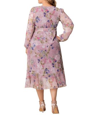 Plus Size Clara Long Sleeve Chiffon Wrap Dress