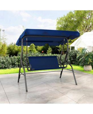 3-Person Swing Chair Porch Swing Seat w/ Adjustable Canopy Removable Cushion